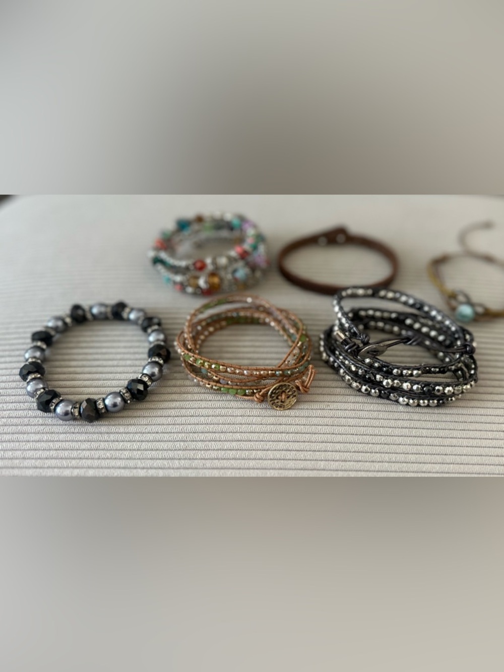 Women’s beaded and leather wrap bracelets - lot of 6